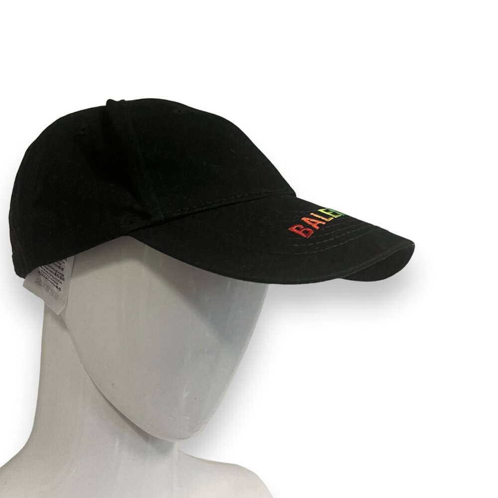 Balenciaga Black Baseball Cap with Multicolor Logo